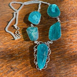 Elegant Sterling Silver and Teal Amazonite Necklace
